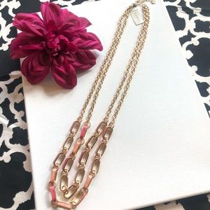 NWT $59.50 Talbots Gold Tone Peach/Coral(Pinkish) Long Link Necklace